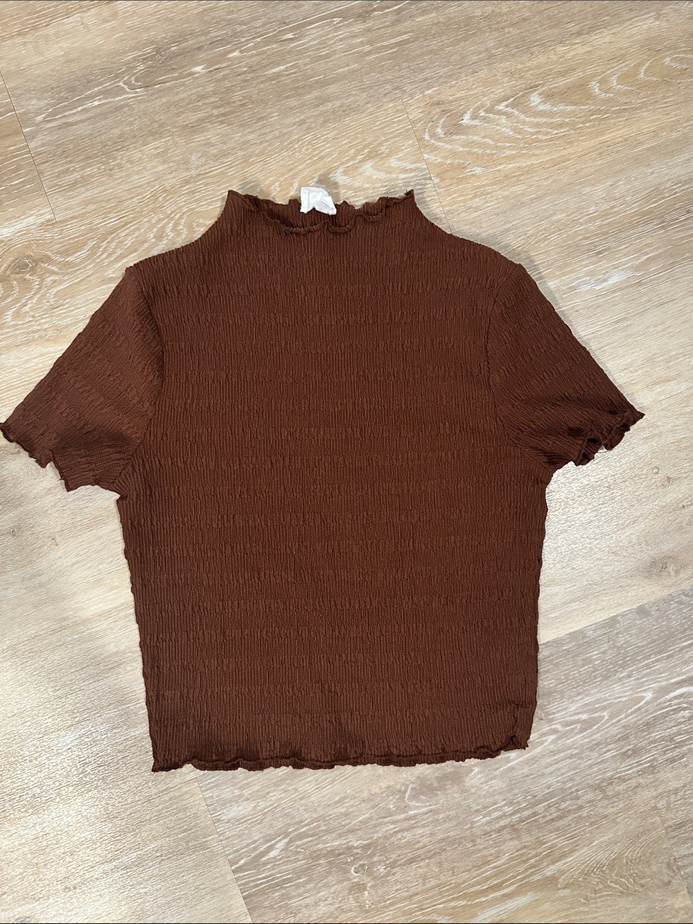 Cotton On Chocolate Brown Textured Mock Neck Tee